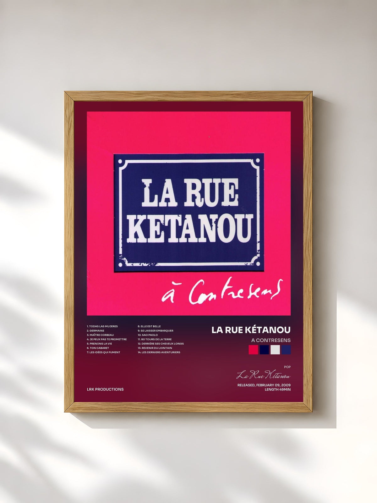 #bois Tableau de l'album A Contresens de La Rue Kétanou, cadre en bois brut, imprimé et encadré en France