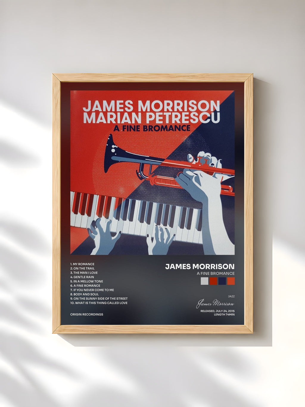 #bois Tableau de l'album A Fine Bromance de James Morrison, cadre en bois brut, imprimé et encadré en France
