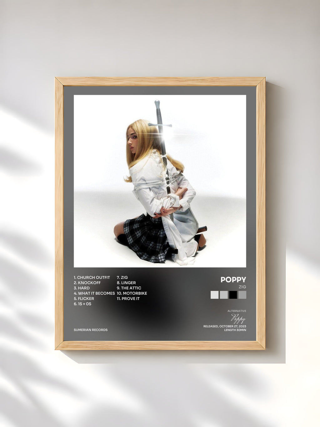 #bois Tableau de l'album Zig de Poppy, cadre en bois brut, imprimé et encadré en France