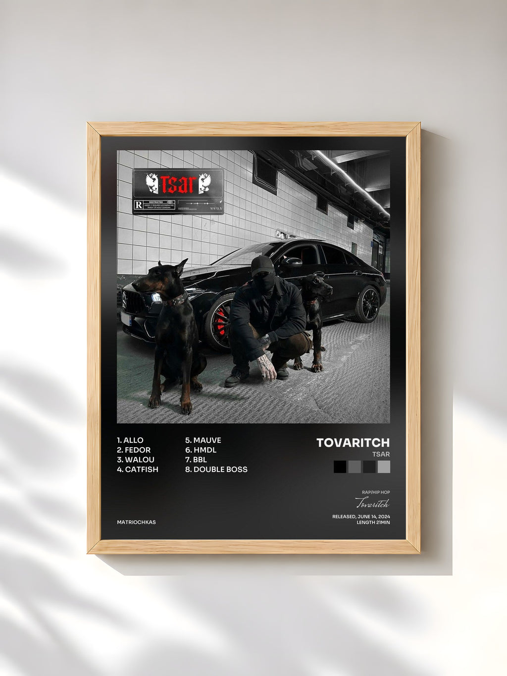 #bois Tableau de l'album TSAR de Tovaritch, cadre en bois brut, imprimé et encadré en France