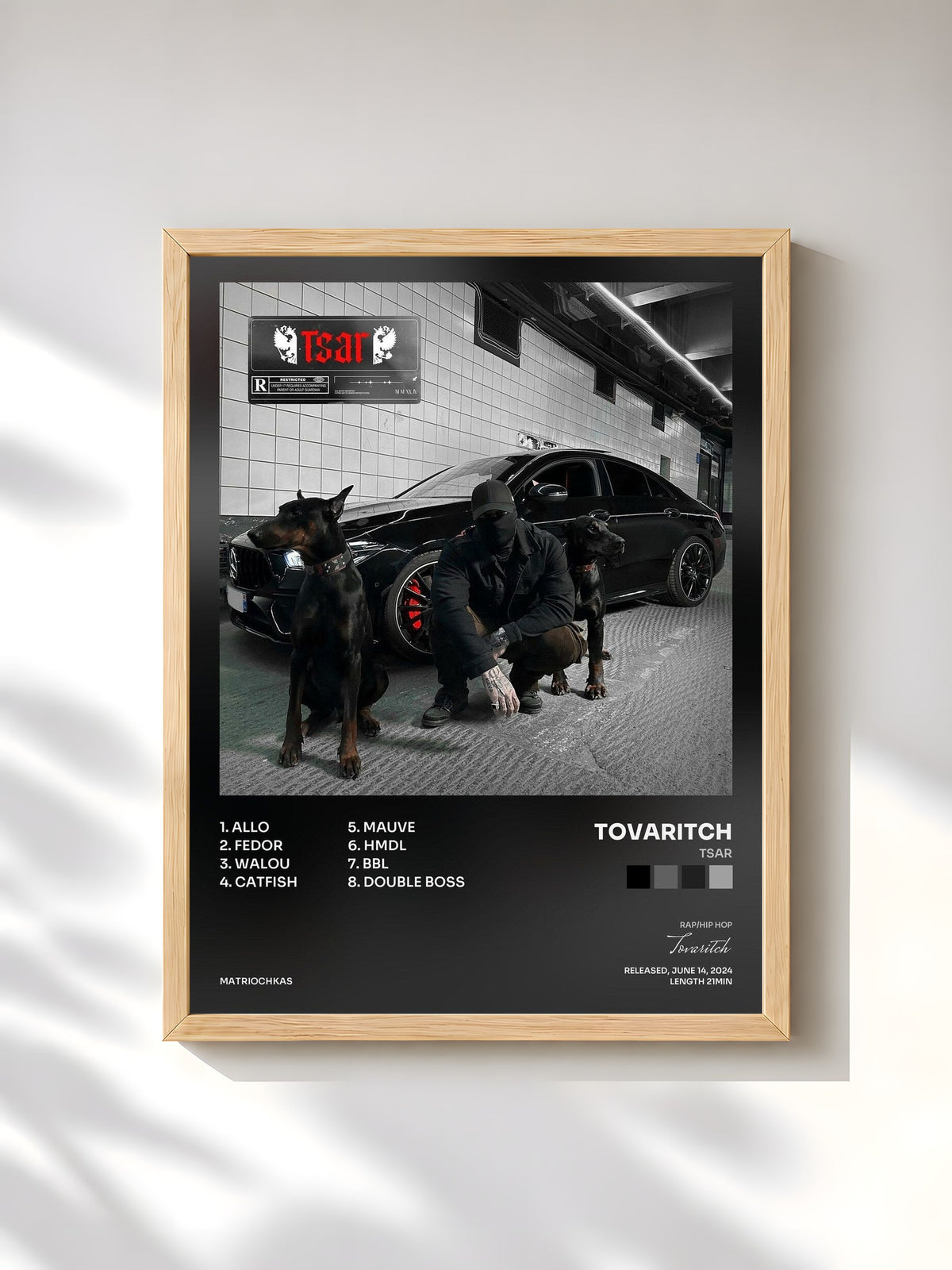 #bois Tableau de l'album TSAR de Tovaritch, cadre en bois brut, imprimé et encadré en France