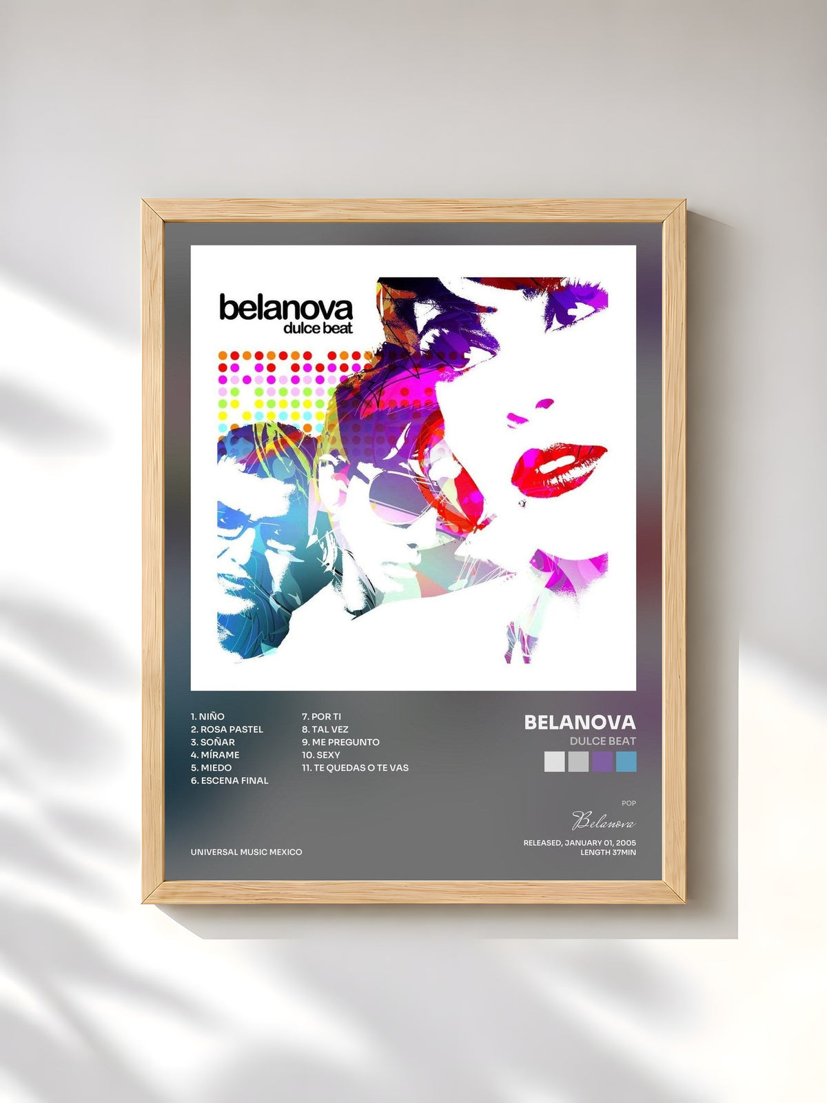 #bois Tableau de l'album Dulce Beat de Belanova, cadre en bois brut, imprimé et encadré en France