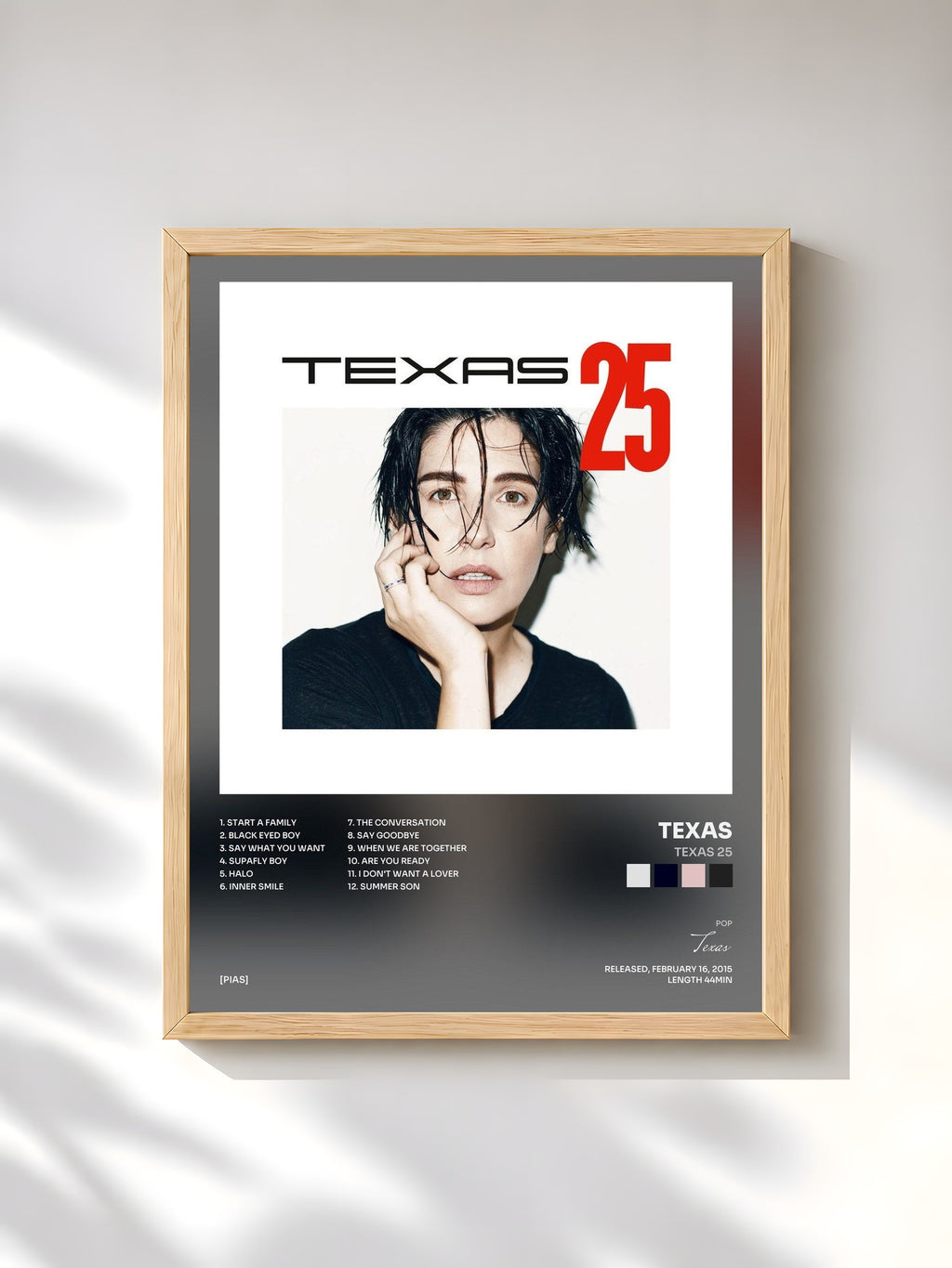 #bois Tableau de l'album TEXAS 25 de Texas, cadre en bois brut, imprimé et encadré en France