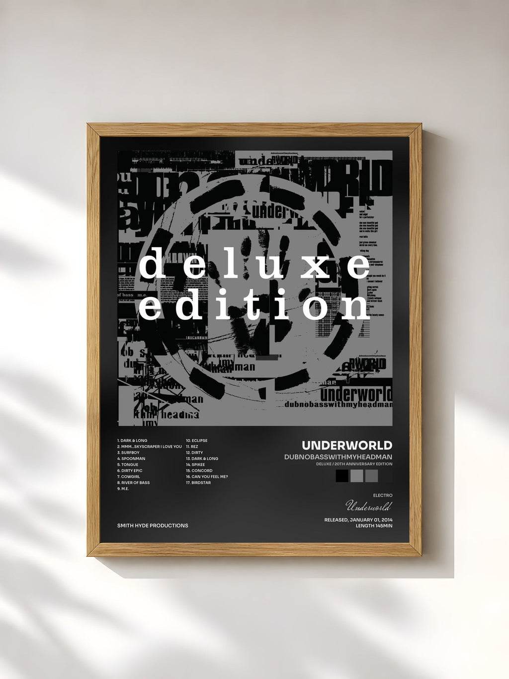 #bois Tableau de l'album Dubnobasswithmyheadman (Deluxe / 20th Anniversary Edition) de Underworld, cadre en bois brut, imprimé et encadré en France