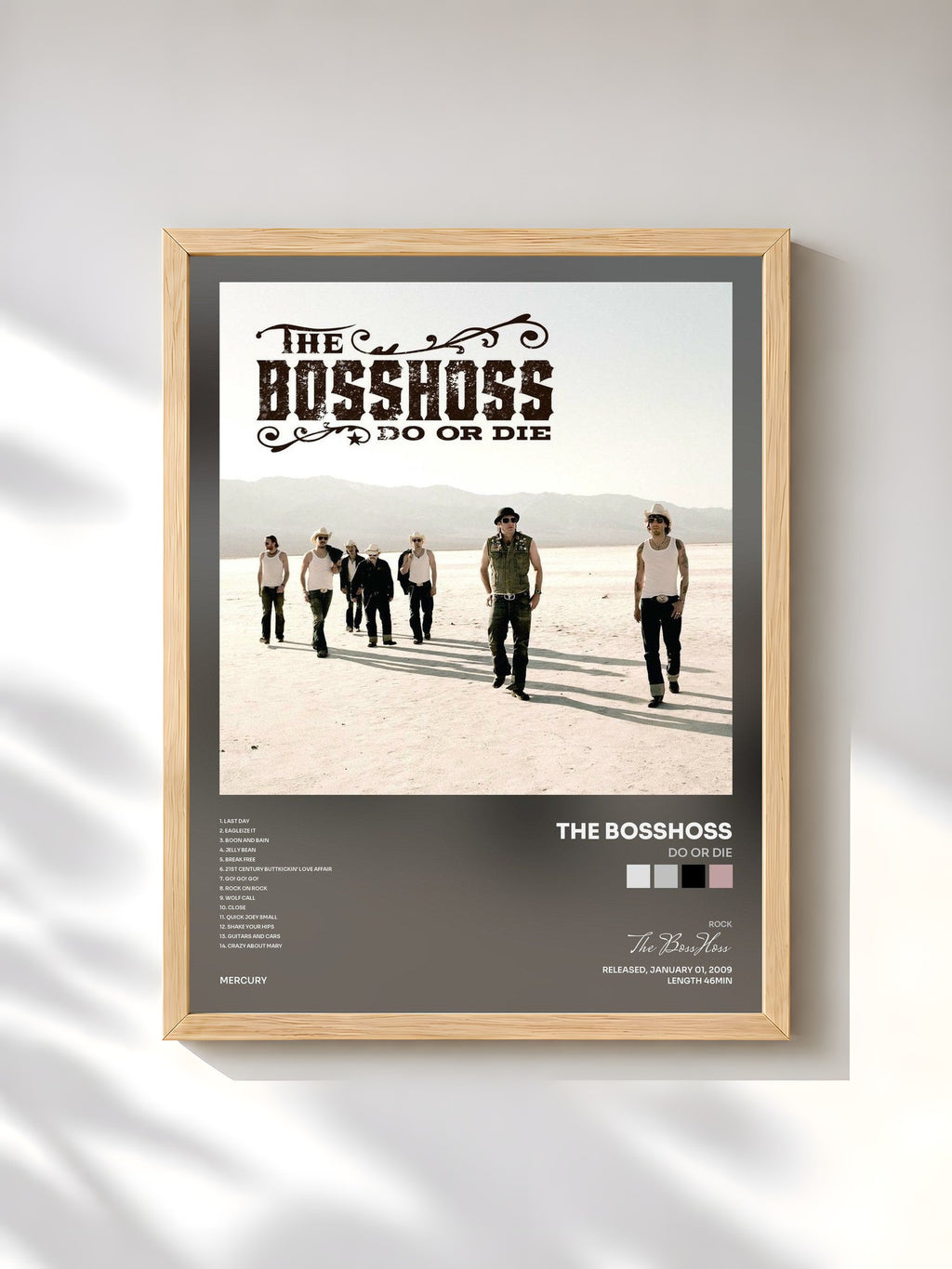 #bois Tableau de l'album Do Or Die de The BossHoss, cadre en bois brut, imprimé et encadré en France