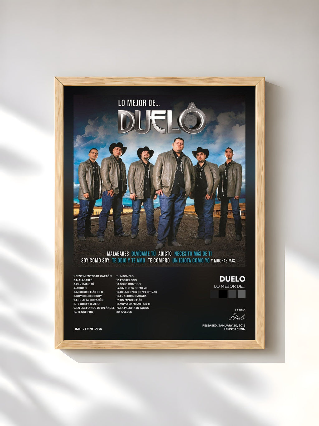 #bois Tableau de l'album Lo Mejor De... de Duelo, cadre en bois brut, imprimé et encadré en France