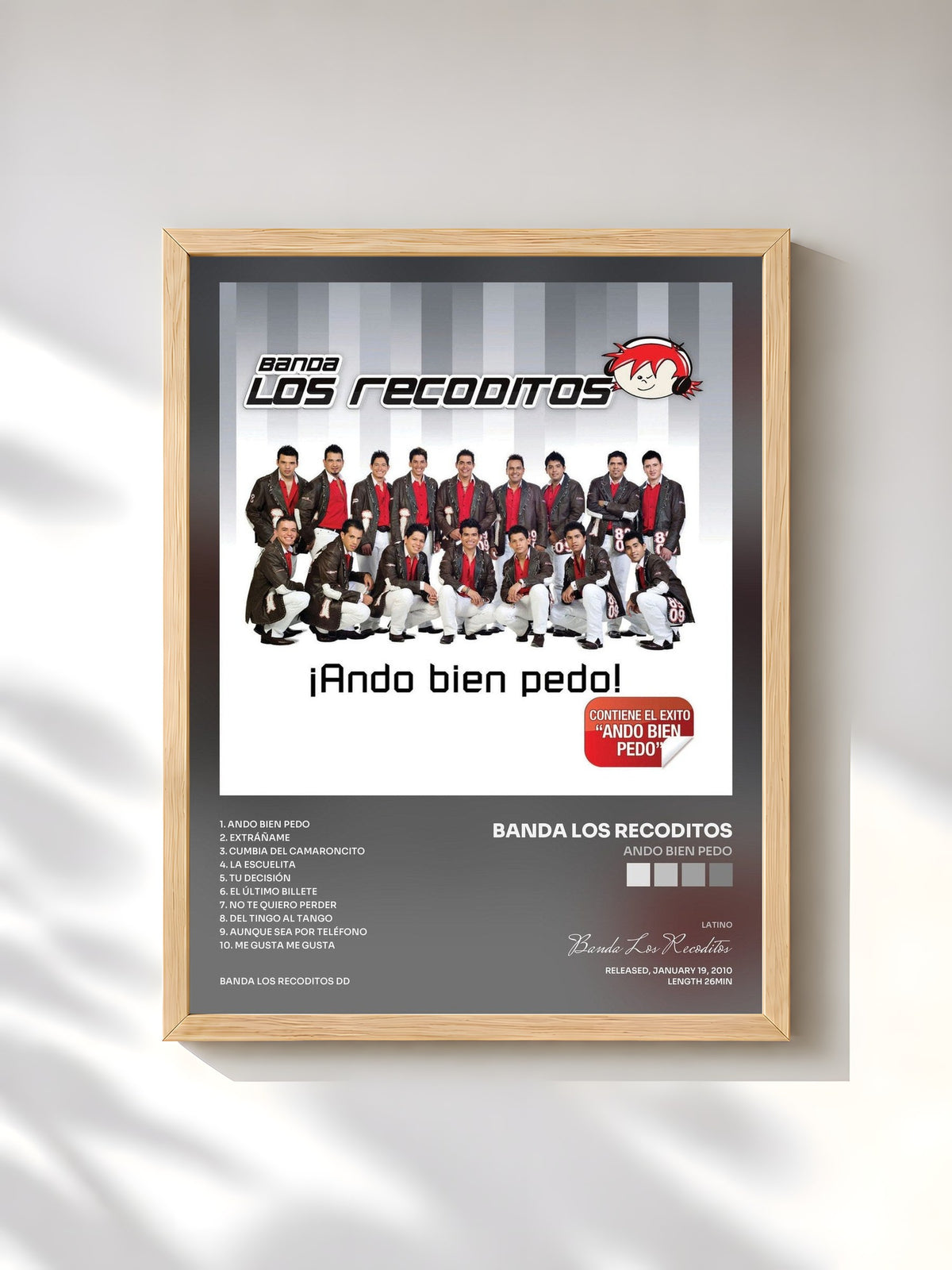 #bois Tableau de l'album Ando Bien Pedo de Banda Los Recoditos, cadre en bois brut, imprimé et encadré en France