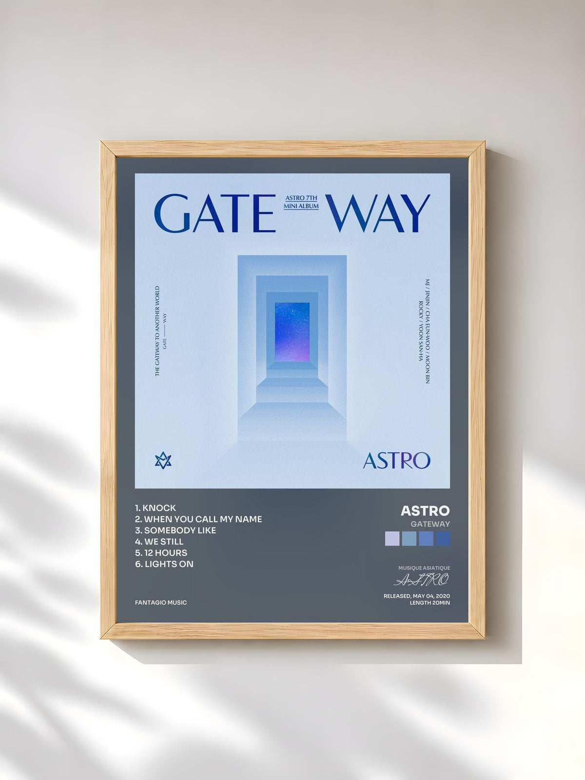 #bois Tableau de l'album GATEWAY de ASTRO, cadre en bois brut, imprimé et encadré en France