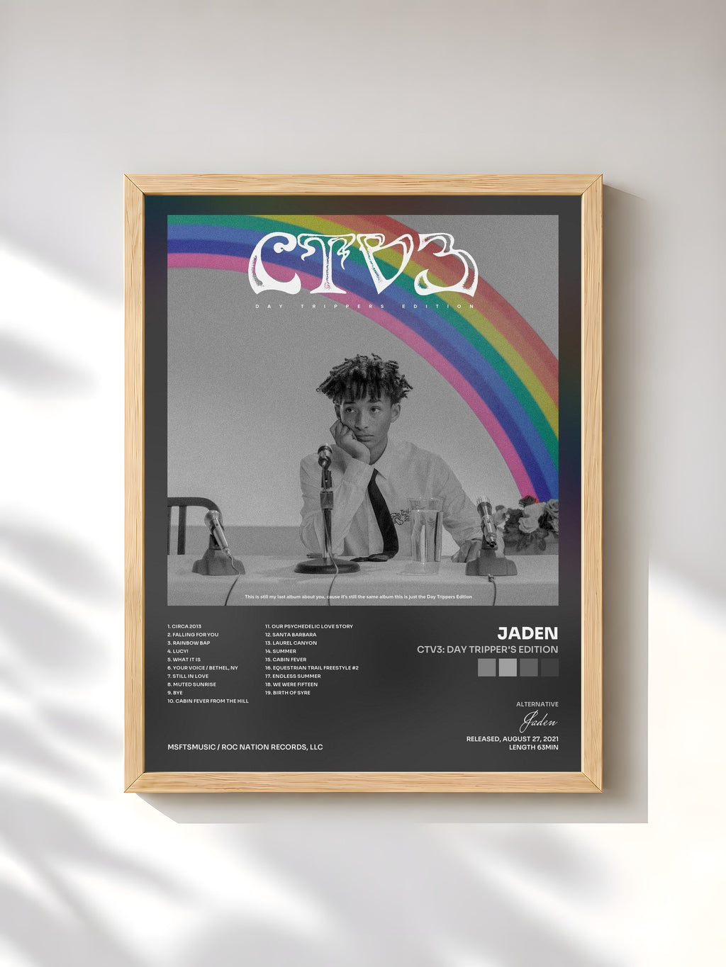 #bois Tableau de l'album CTV3: Day Tripper's Edition de Jaden, cadre en bois brut, imprimé et encadré en France