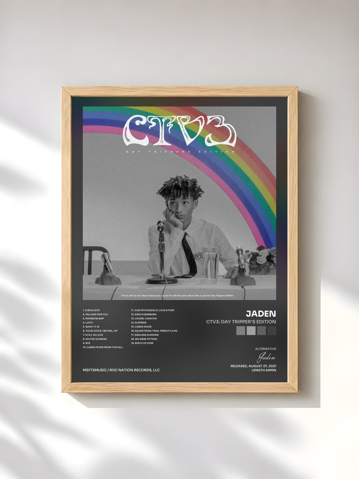 #bois Tableau de l'album CTV3: Day Tripper's Edition de Jaden, cadre en bois brut, imprimé et encadré en France