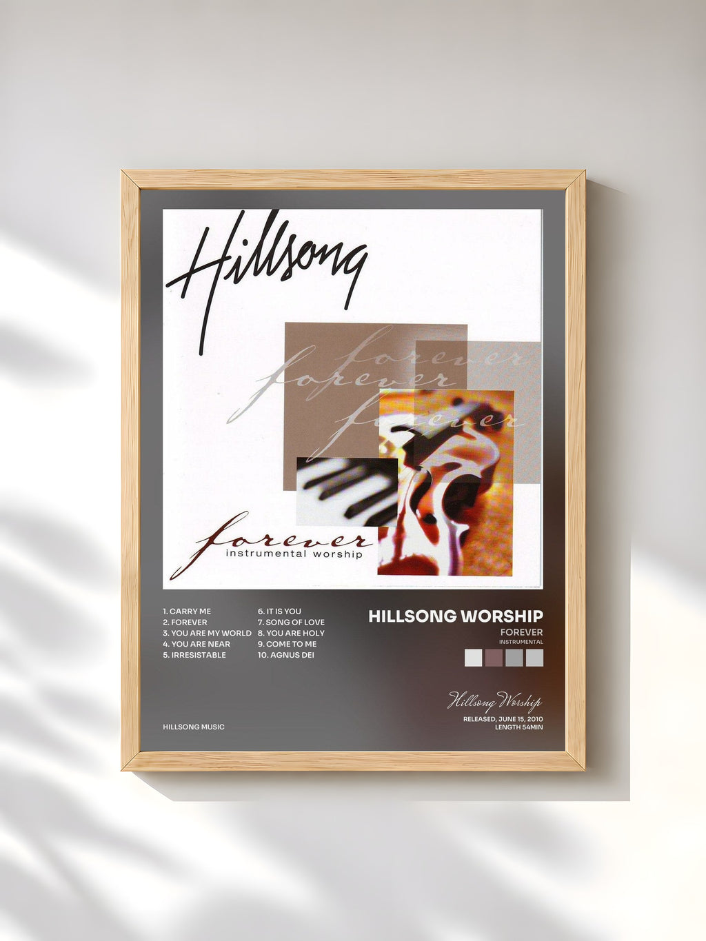 #bois Tableau de l'album Forever (Instrumental) de Hillsong Worship, cadre en bois brut, imprimé et encadré en France
