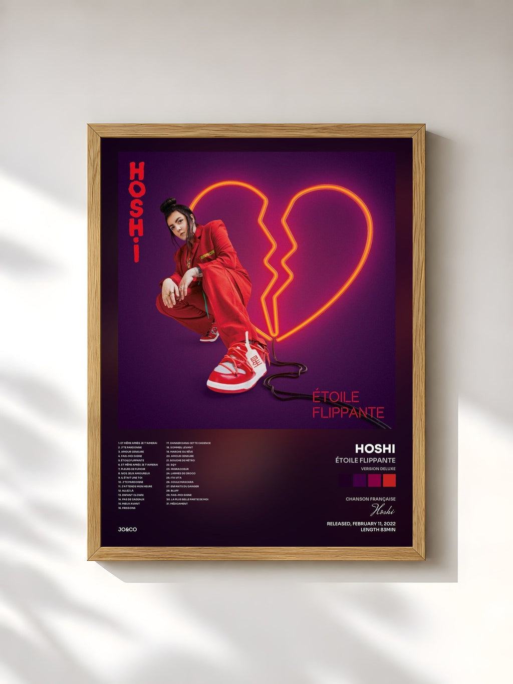 #bois Tableau de l'album Étoile flippante (Version deluxe) de Hoshi, cadre en bois brut, imprimé et encadré en France