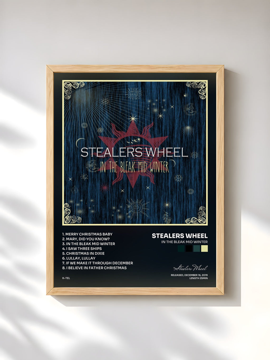 #bois Tableau de l'album In the Bleak Mid Winter de Stealers Wheel, cadre en bois brut, imprimé et encadré en France