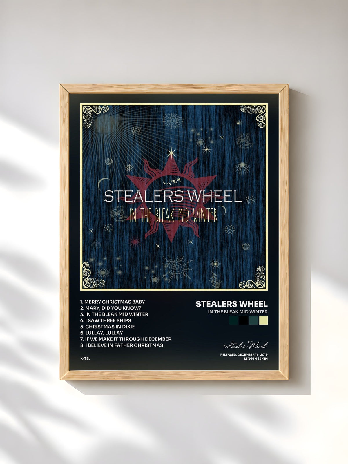 #bois Tableau de l'album In the Bleak Mid Winter de Stealers Wheel, cadre en bois brut, imprimé et encadré en France