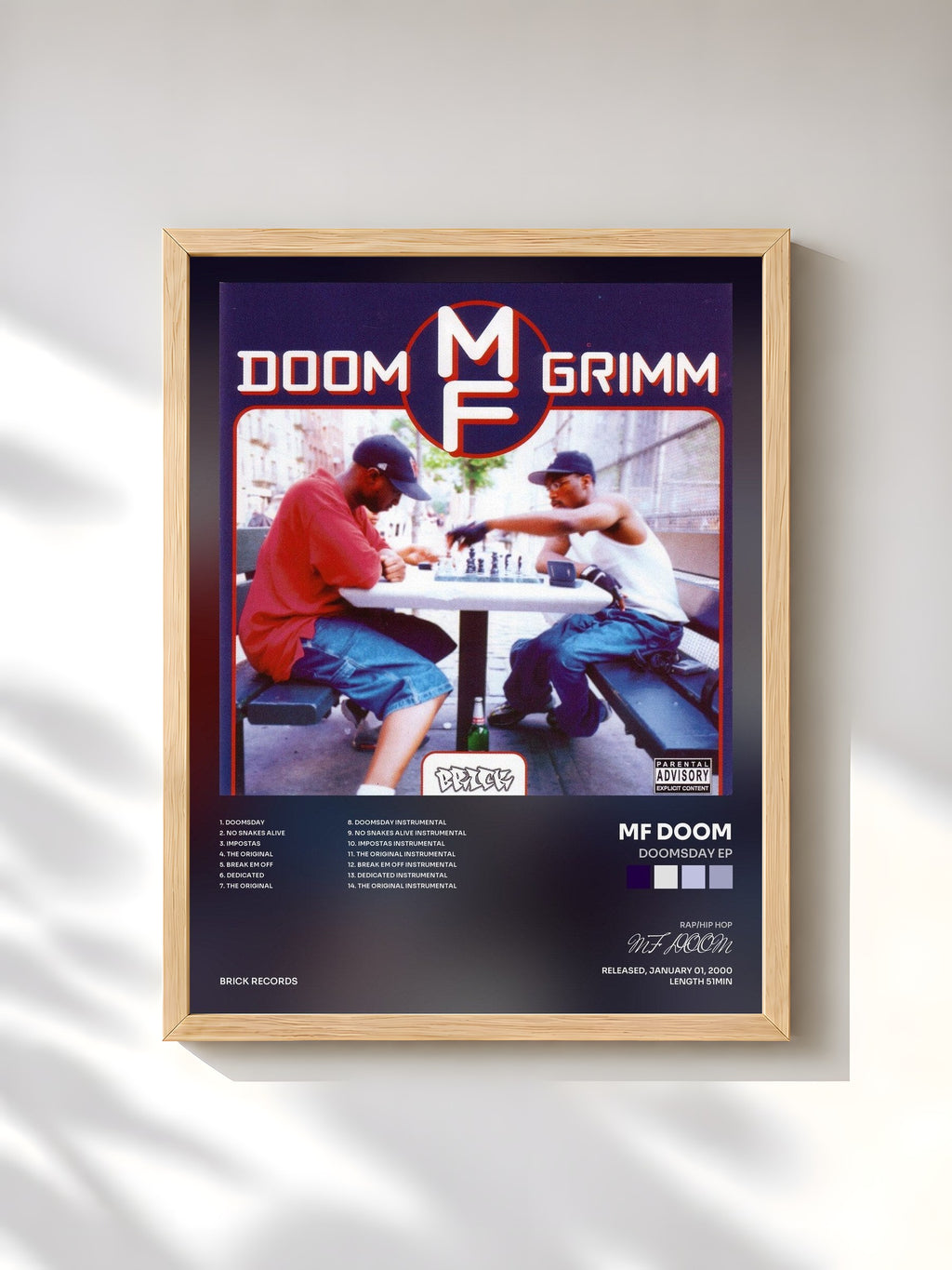 #bois Tableau de l'album Doomsday EP de MF DOOM, cadre en bois brut, imprimé et encadré en France