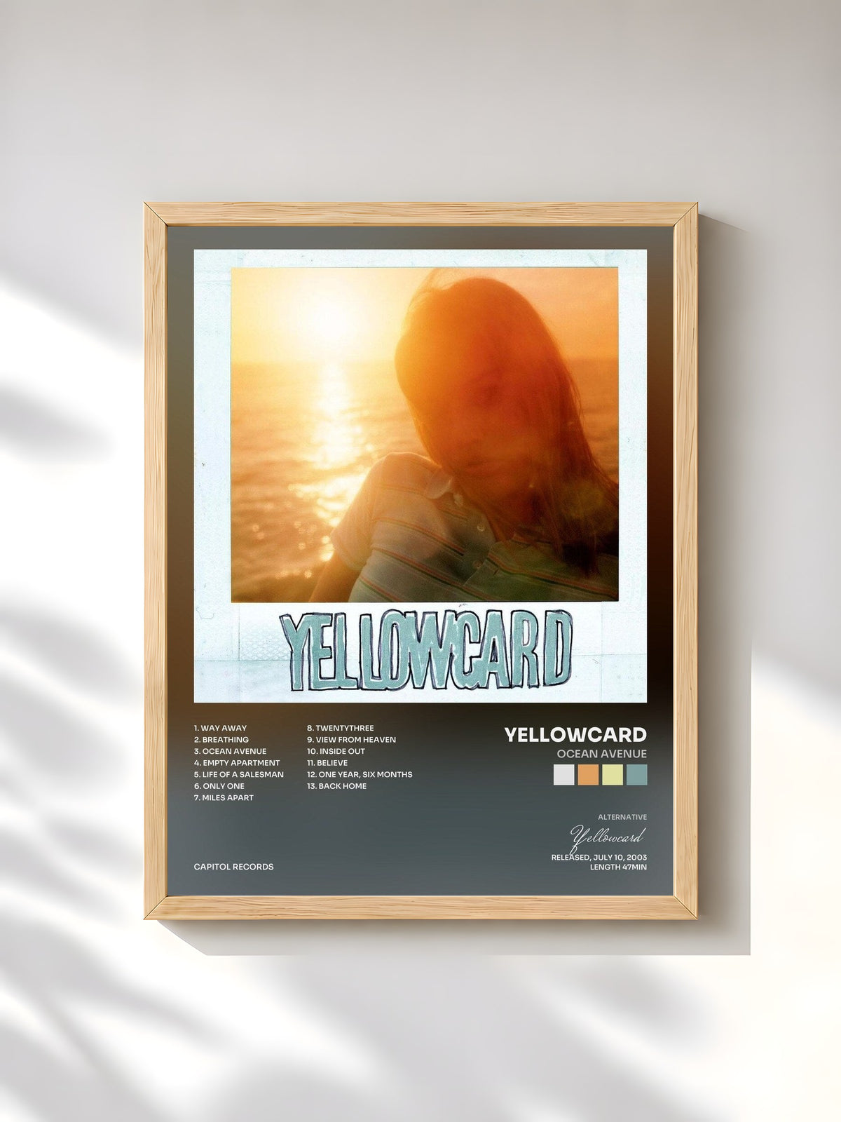#bois Tableau de l'album Ocean Avenue de Yellowcard, cadre en bois brut, imprimé et encadré en France