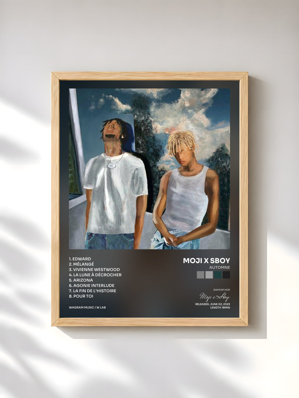 #bois Tableau de l'album AUTOMNE de Moji x Sboy, cadre en bois brut, imprimé et encadré en France
