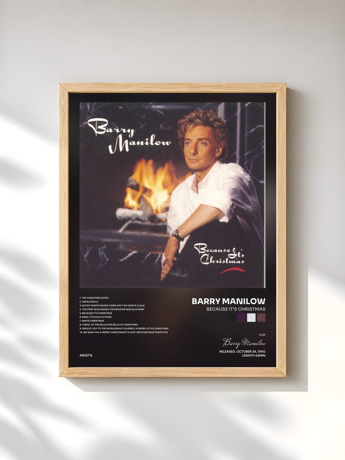 #bois Tableau de l'album Because It's Christmas de Barry Manilow, cadre en bois brut, imprimé et encadré en France