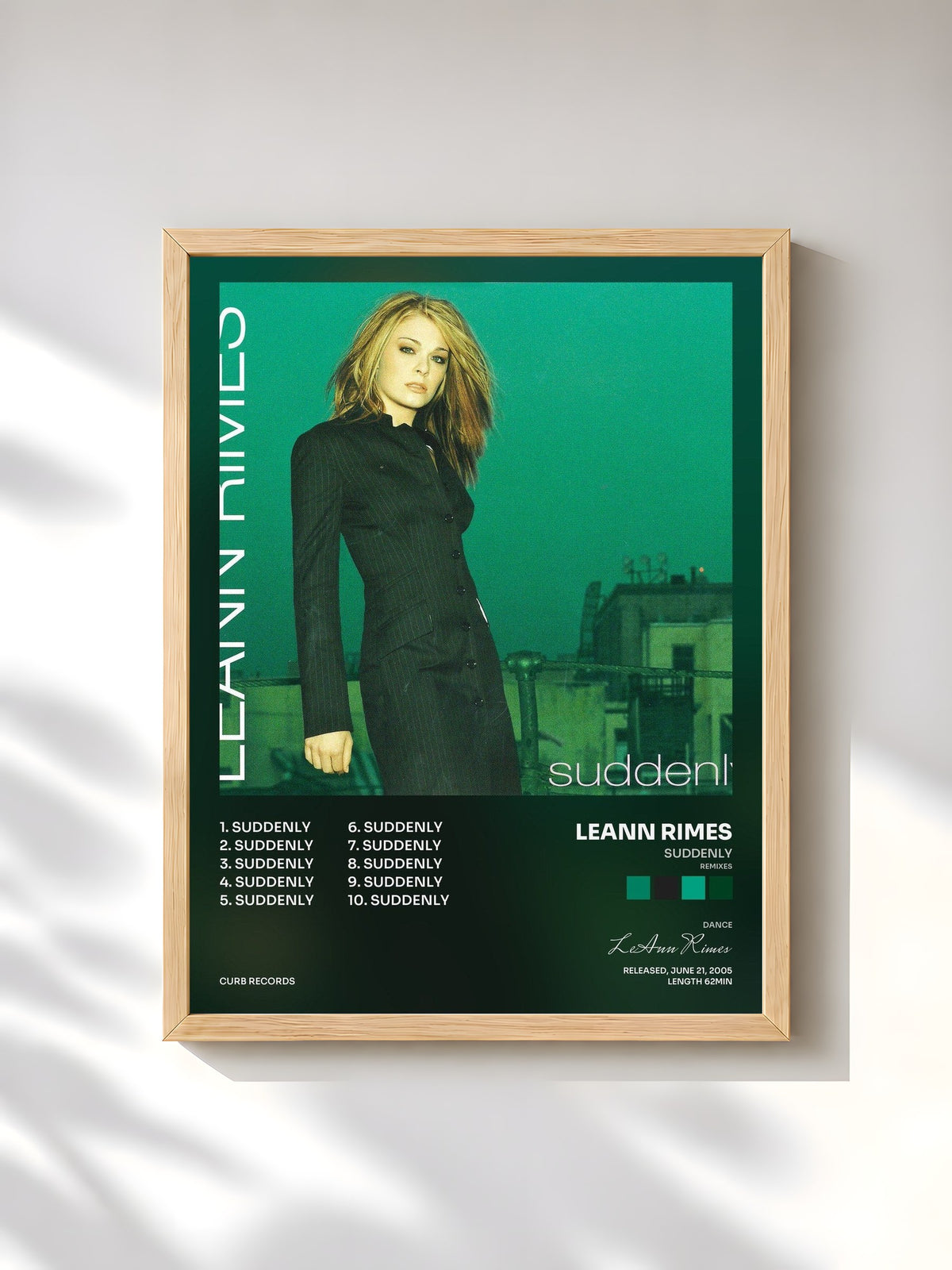 #bois Tableau de l'album Suddenly (Remixes) de LeAnn Rimes, cadre en bois brut, imprimé et encadré en France