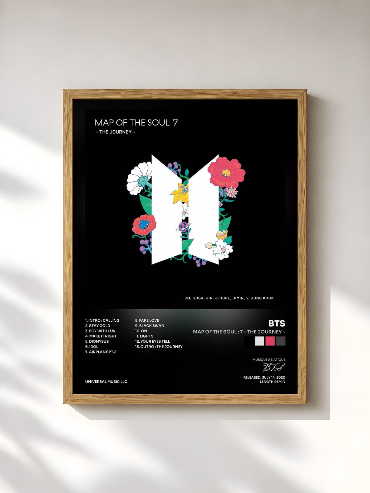 #bois Tableau de l'album MAP OF THE SOUL : 7 ~ THE JOURNEY ~ de BTS, cadre en bois brut, imprimé et encadré en France