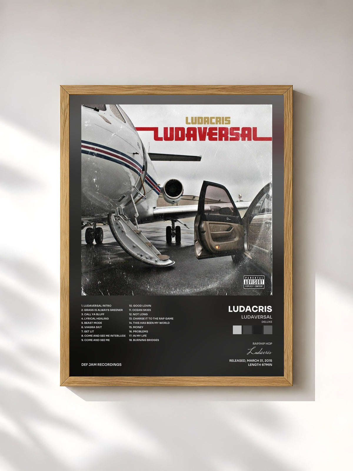 #bois Tableau de l'album Ludaversal (Deluxe) de Ludacris, cadre en bois brut, imprimé et encadré en France