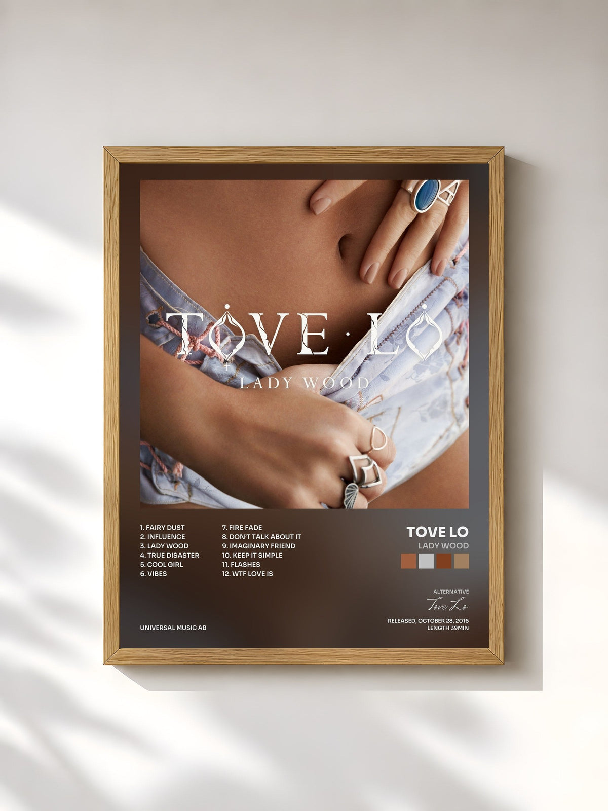 #bois Tableau de l'album Lady Wood de Tove Lo, cadre en bois brut, imprimé et encadré en France