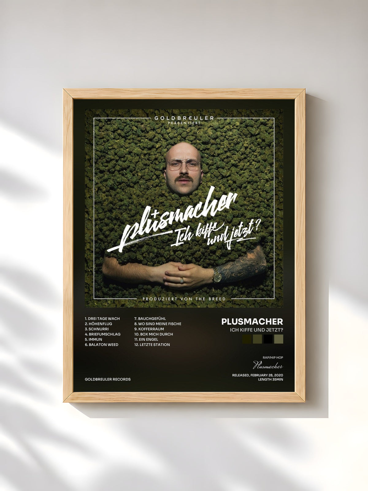 #bois Tableau de l'album Ich kiffe und jetzt? de Plusmacher, cadre en bois brut, imprimé et encadré en France