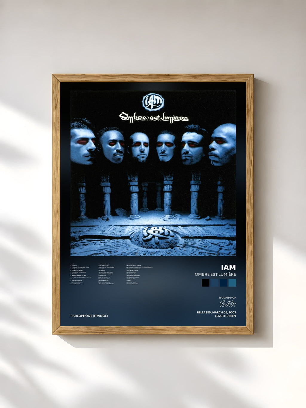 #bois Tableau de l'album Ombre Est Lumière de IAM, cadre en bois brut, imprimé et encadré en France