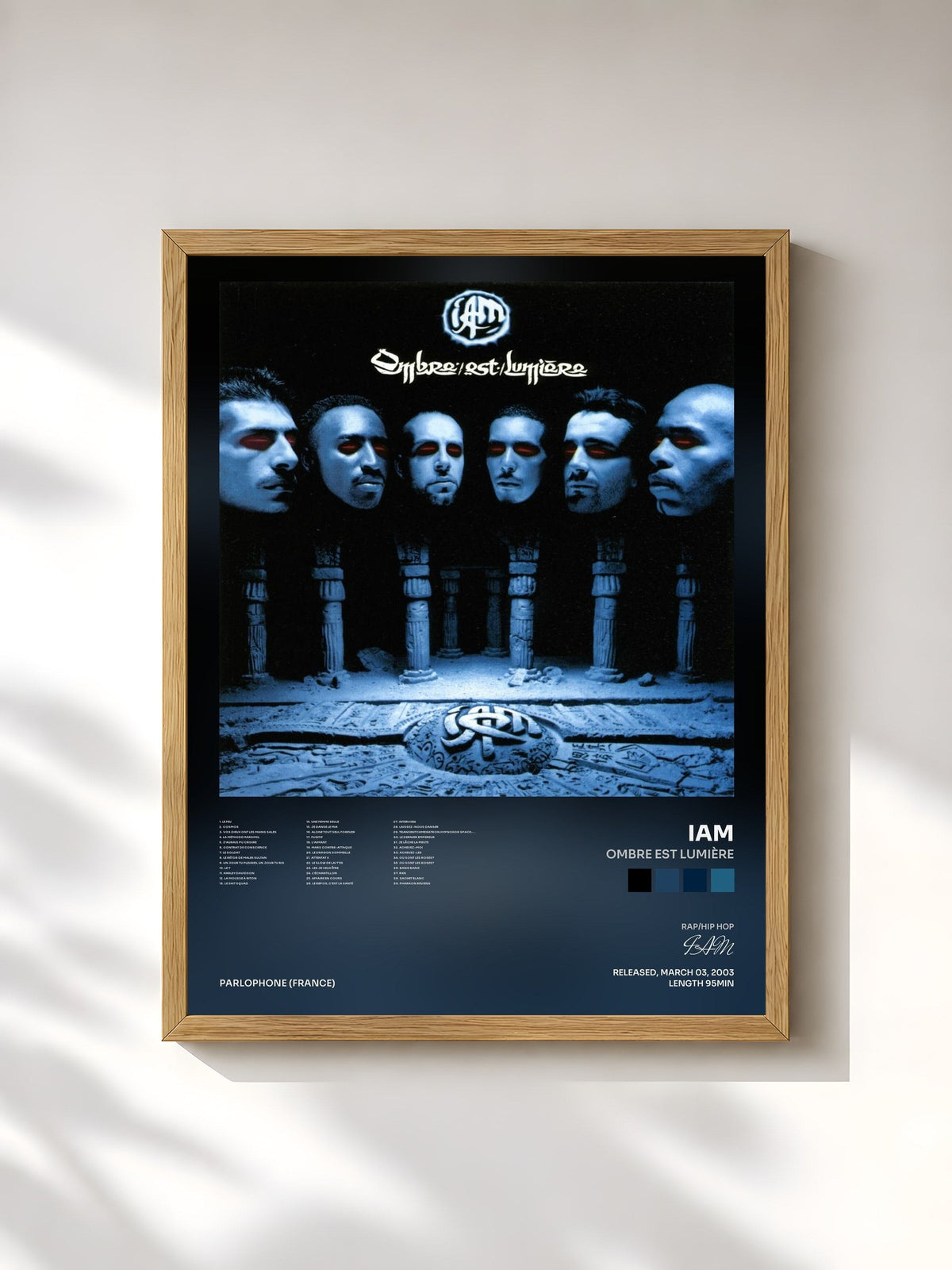 #bois Tableau de l'album Ombre Est Lumière de IAM, cadre en bois brut, imprimé et encadré en France