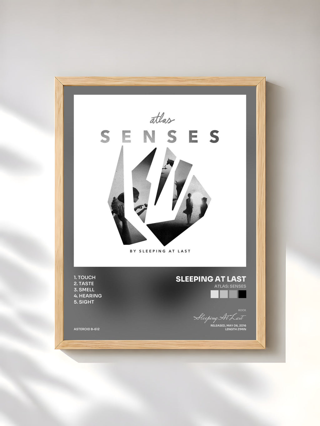 #bois Tableau de l'album Atlas: Senses de Sleeping At Last, cadre en bois brut, imprimé et encadré en France