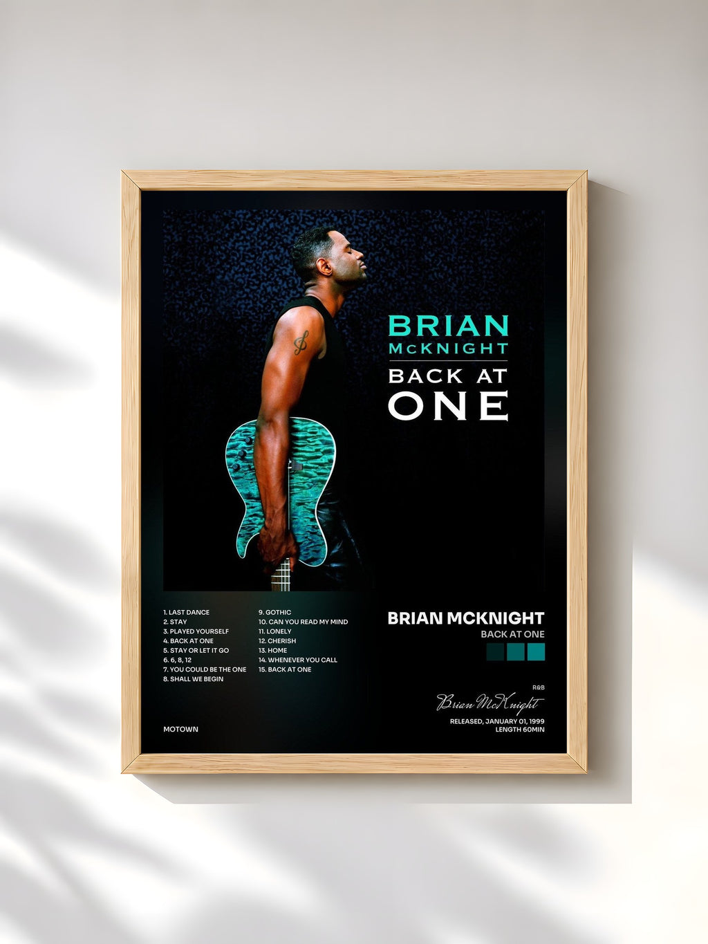 #bois Tableau de l'album Back At One de Brian McKnight, cadre en bois brut, imprimé et encadré en France