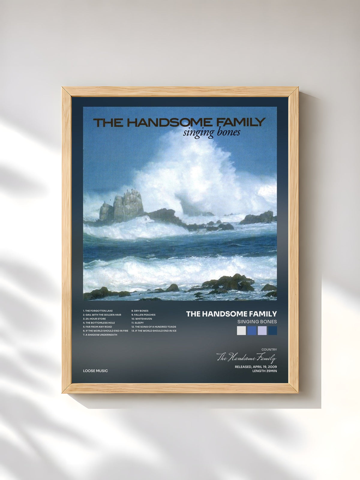 #bois Tableau de l'album Singing Bones de The Handsome Family, cadre en bois brut, imprimé et encadré en France
