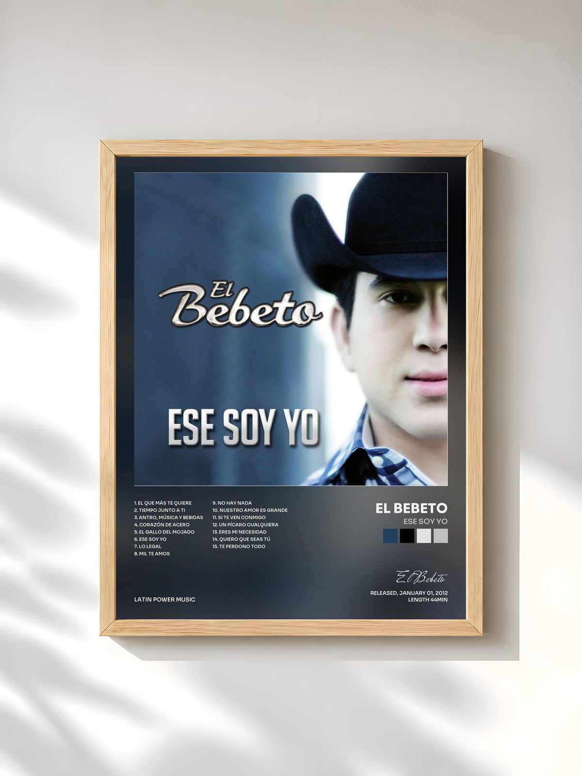 #bois Tableau de l'album Ese Soy Yo de El Bebeto, cadre en bois brut, imprimé et encadré en France
