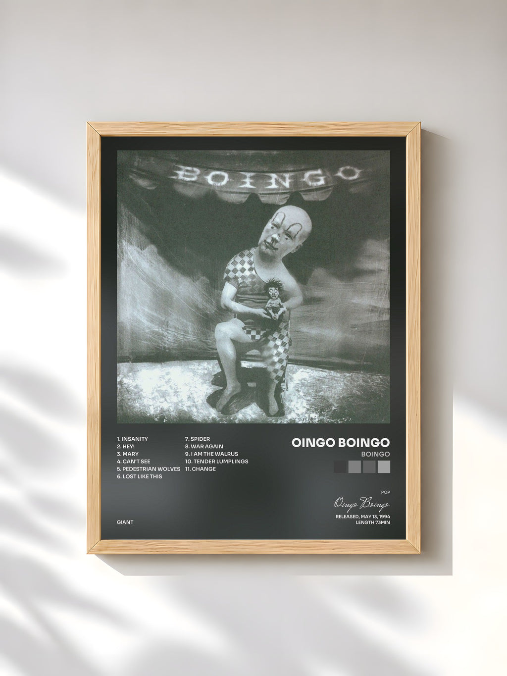 #bois Tableau de l'album Boingo de Oingo Boingo, cadre en bois brut, imprimé et encadré en France