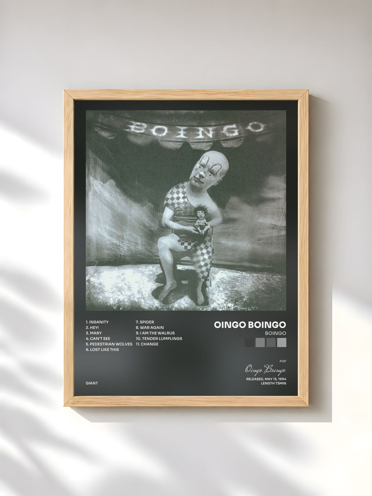 #bois Tableau de l'album Boingo de Oingo Boingo, cadre en bois brut, imprimé et encadré en France