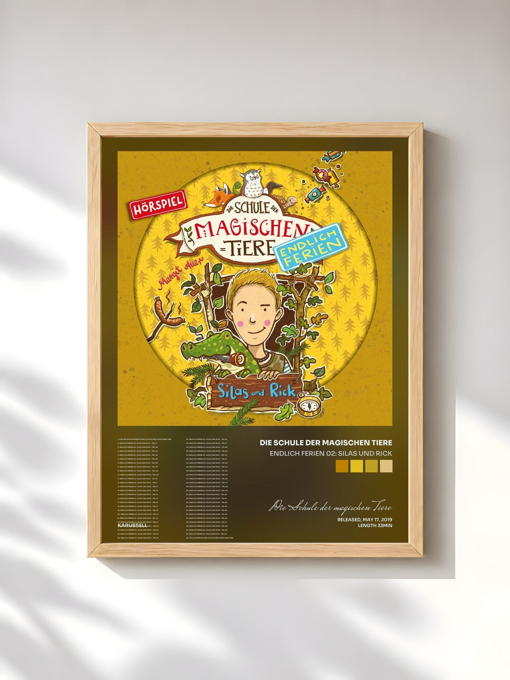 #bois Tableau de l'album Endlich Ferien 02: Silas und Rick de Die Schule der magischen Tiere, cadre en bois brut, imprimé et encadré en France