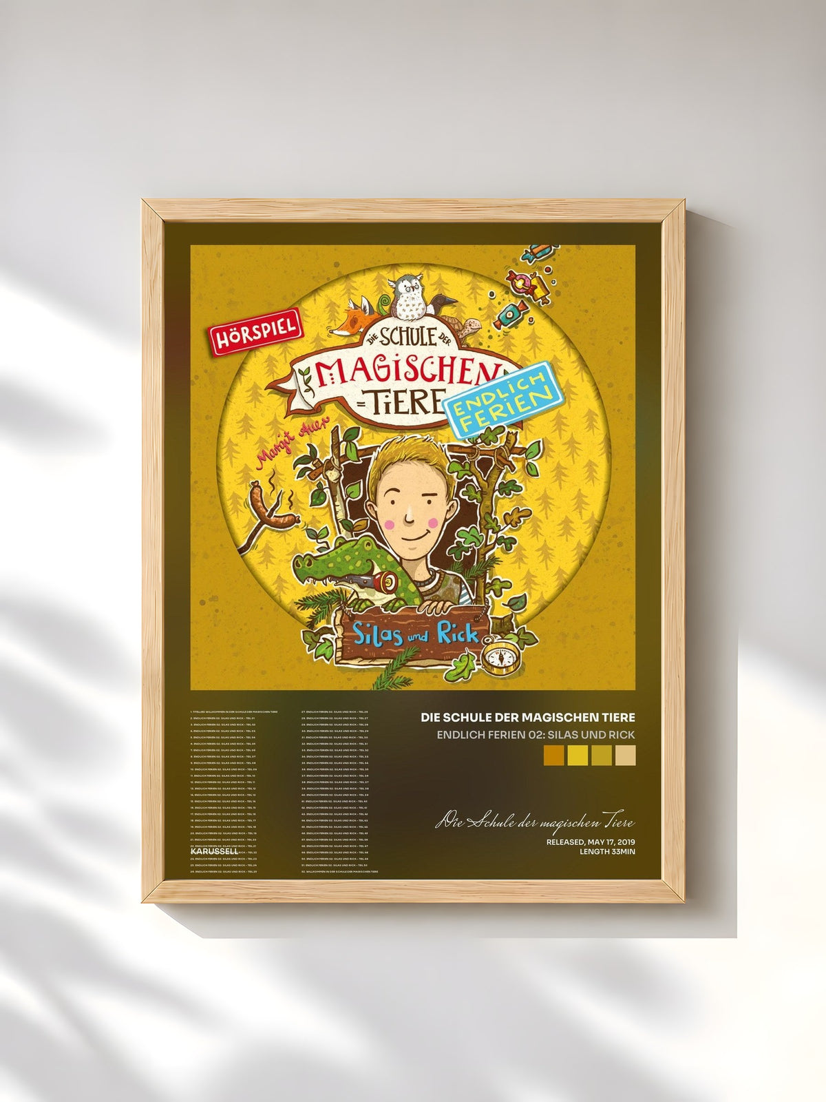 #bois Tableau de l'album Endlich Ferien 02: Silas und Rick de Die Schule der magischen Tiere, cadre en bois brut, imprimé et encadré en France