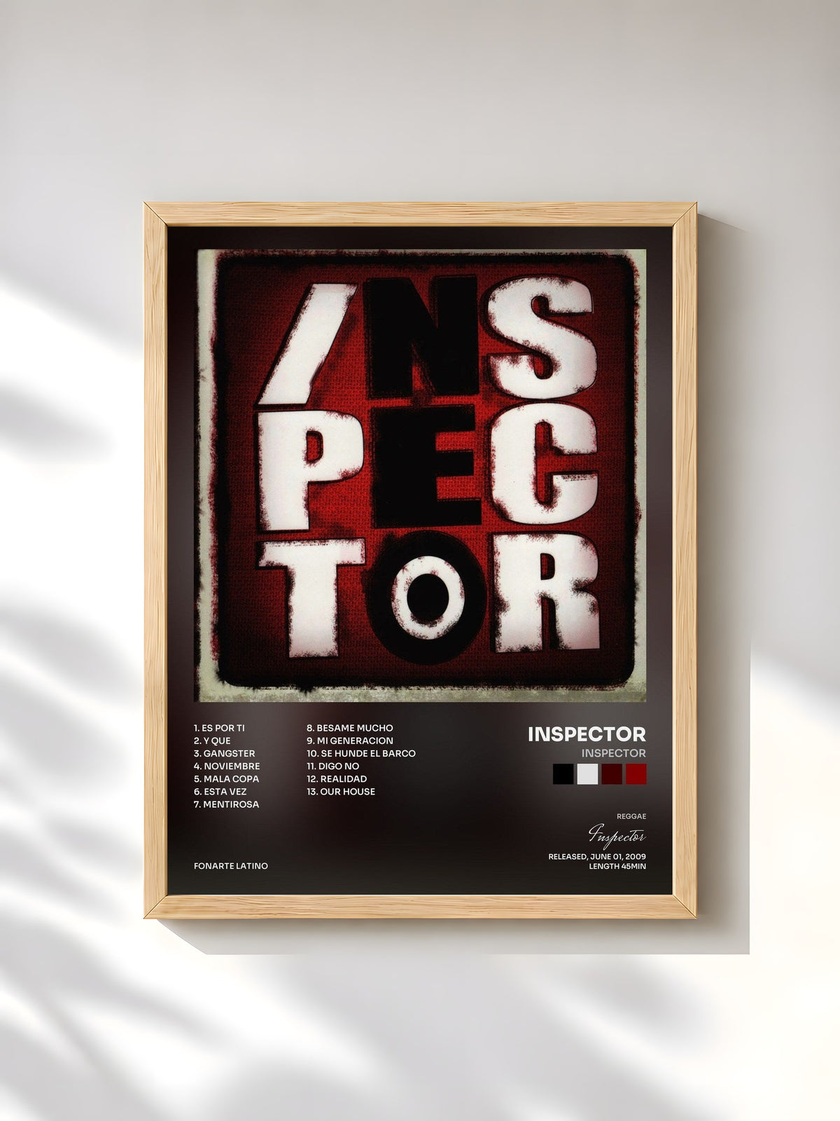 #bois Tableau de l'album Inspector de Inspector, cadre en bois brut, imprimé et encadré en France
