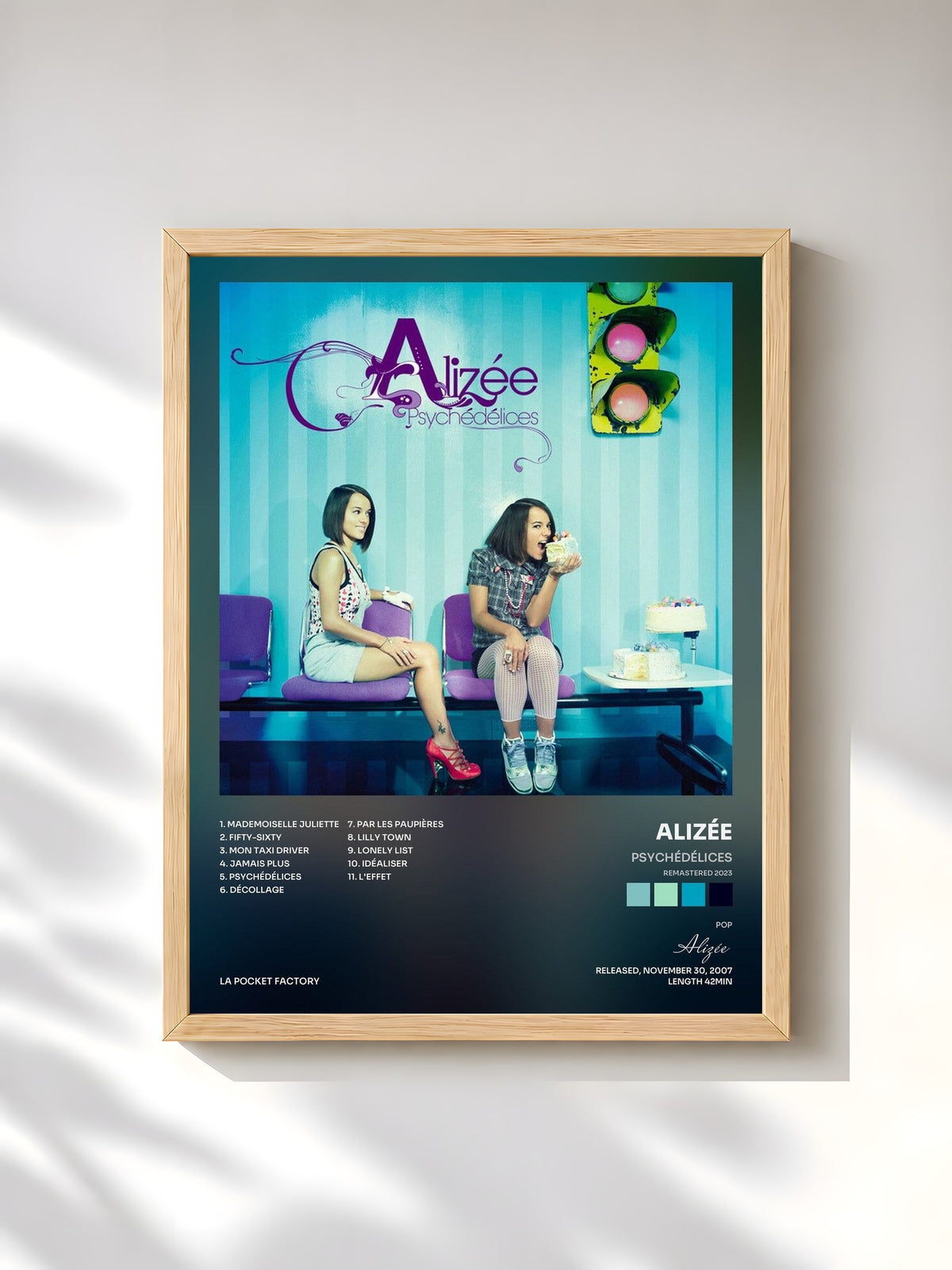 #bois Tableau de l'album Psychédélices (Remastered 2023) de Alizée, cadre en bois brut, imprimé et encadré en France