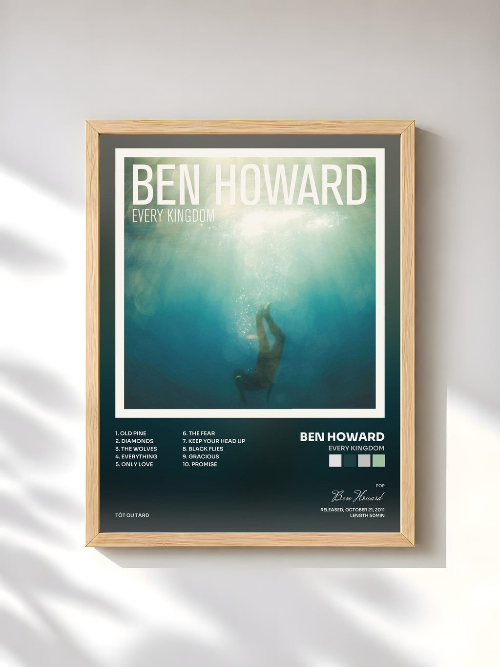 #bois Tableau de l'album Every Kingdom de Ben Howard, cadre en bois brut, imprimé et encadré en France