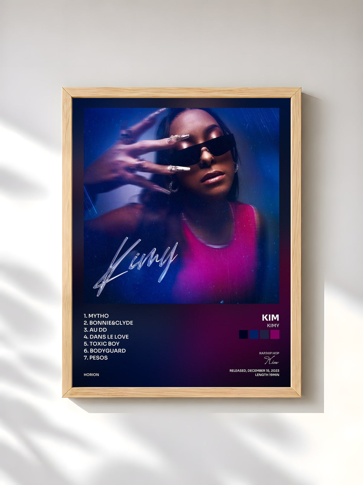 #bois Tableau de l'album Kimy de Kim, cadre en bois brut, imprimé et encadré en France