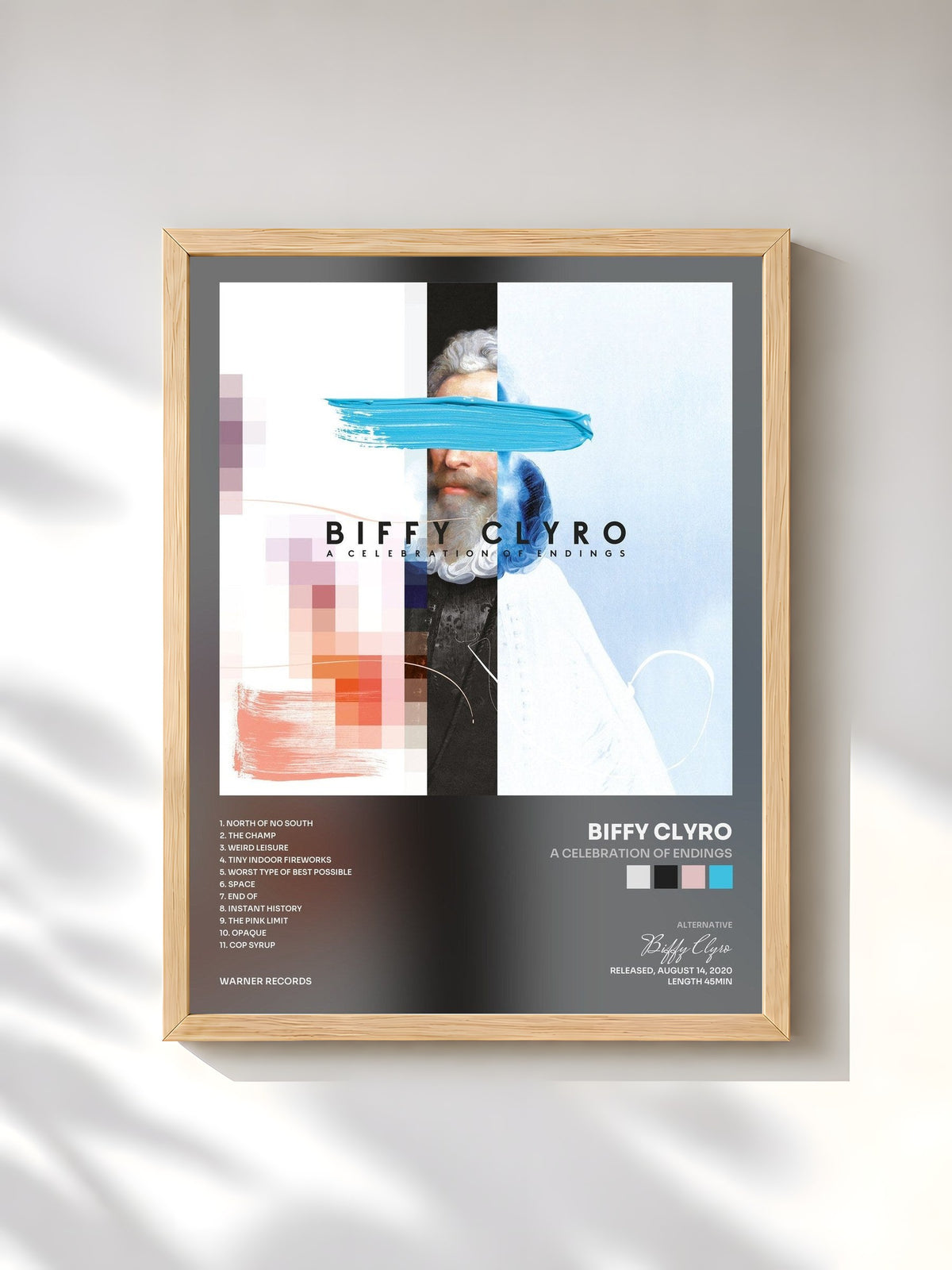 #bois Tableau de l'album A Celebration Of Endings de Biffy Clyro, cadre en bois brut, imprimé et encadré en France