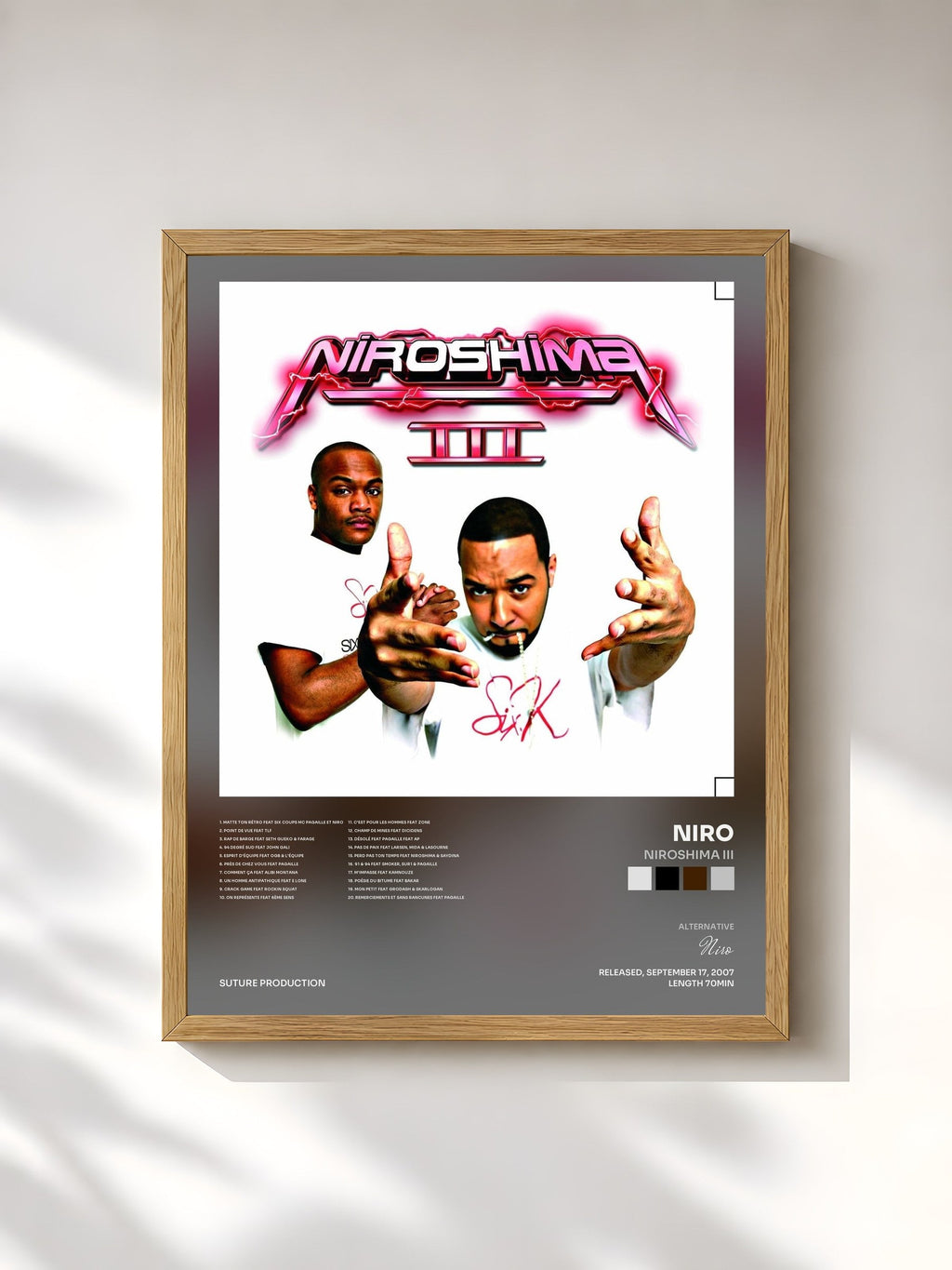 #bois Tableau de l'album Niroshima III de Niro, cadre en bois brut, imprimé et encadré en France
