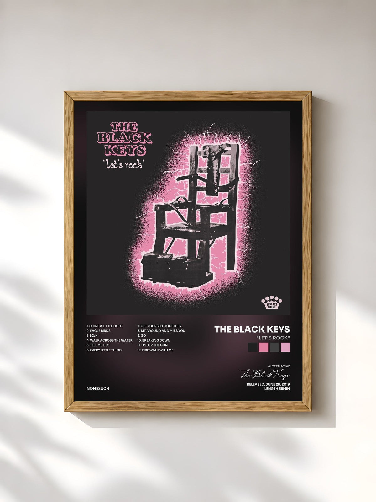#bois Tableau de l'album "Let's Rock" de The Black Keys, cadre en bois brut, imprimé et encadré en France