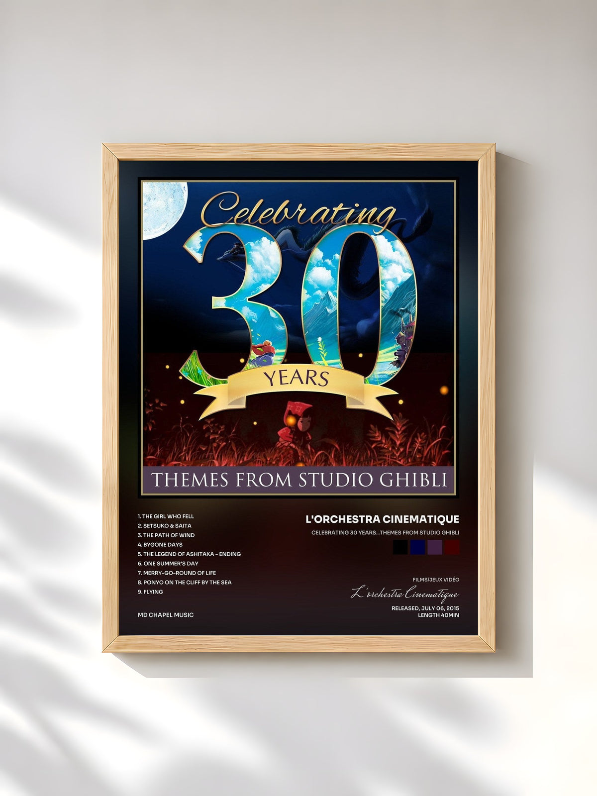 #bois Tableau de l'album Celebrating 30 Years...Themes from Studio Ghibli de L'orchestra Cinematique, cadre en bois brut, imprimé et encadré en France