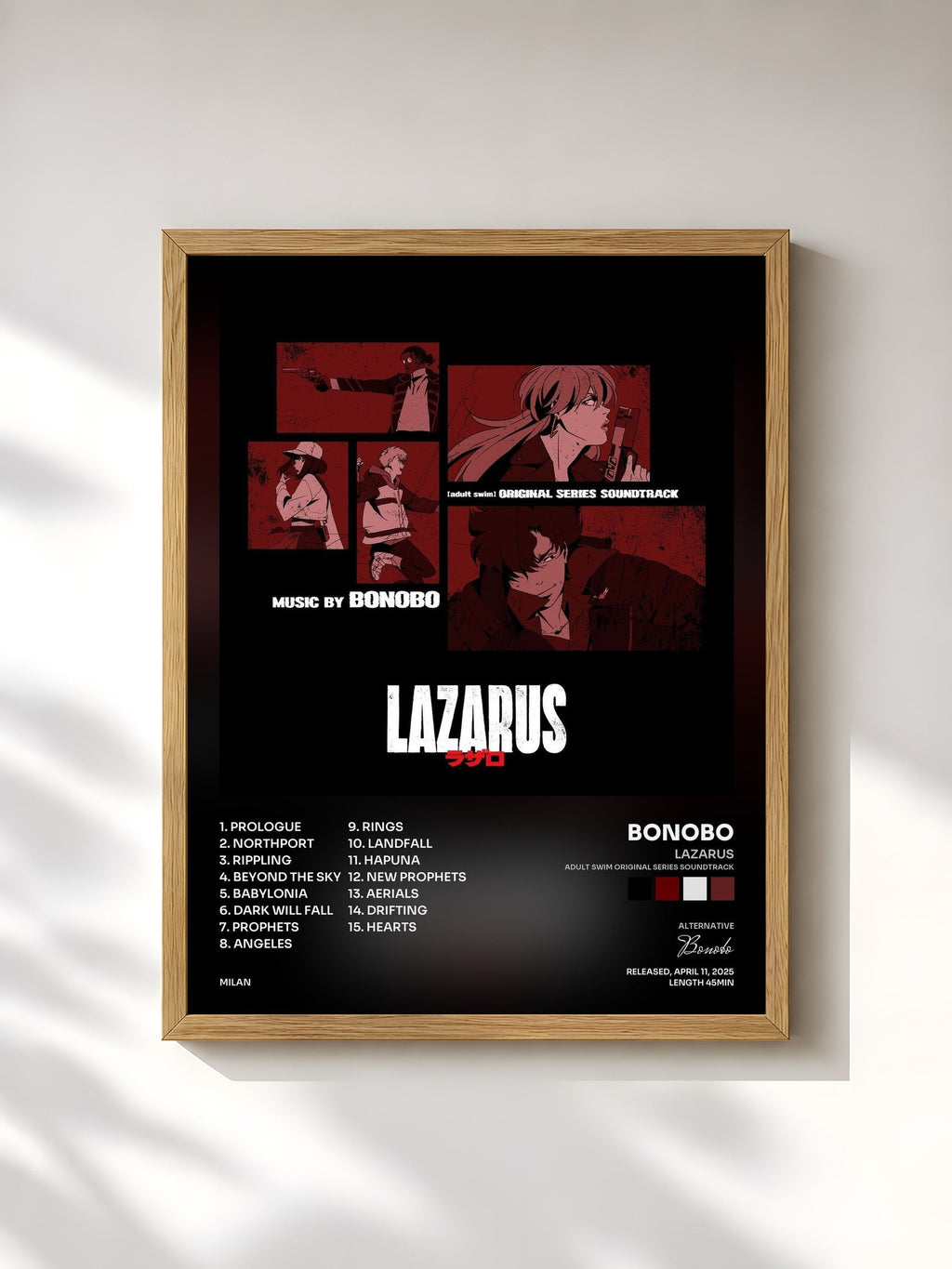 #bois Tableau de l'album Lazarus (Adult Swim Original Series Soundtrack) de Bonobo, cadre en bois brut, imprimé et encadré en France