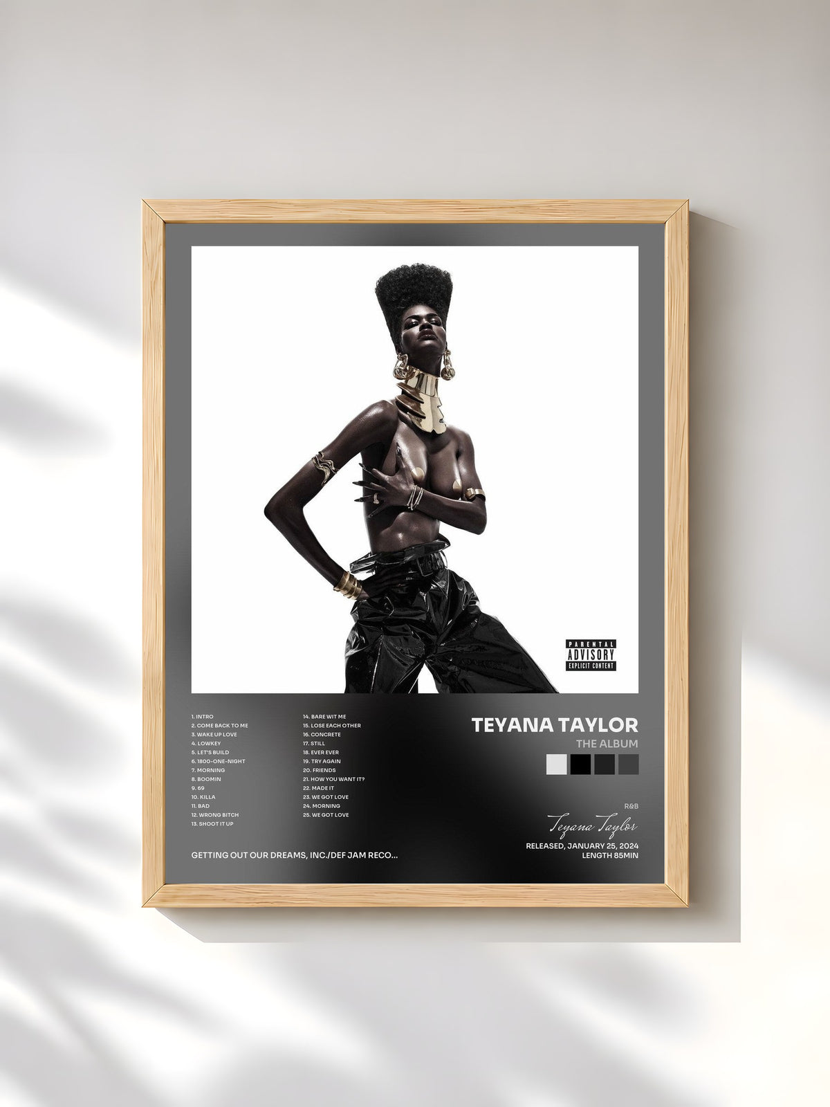 #bois Tableau de l'album The Album de Teyana Taylor, cadre en bois brut, imprimé et encadré en France