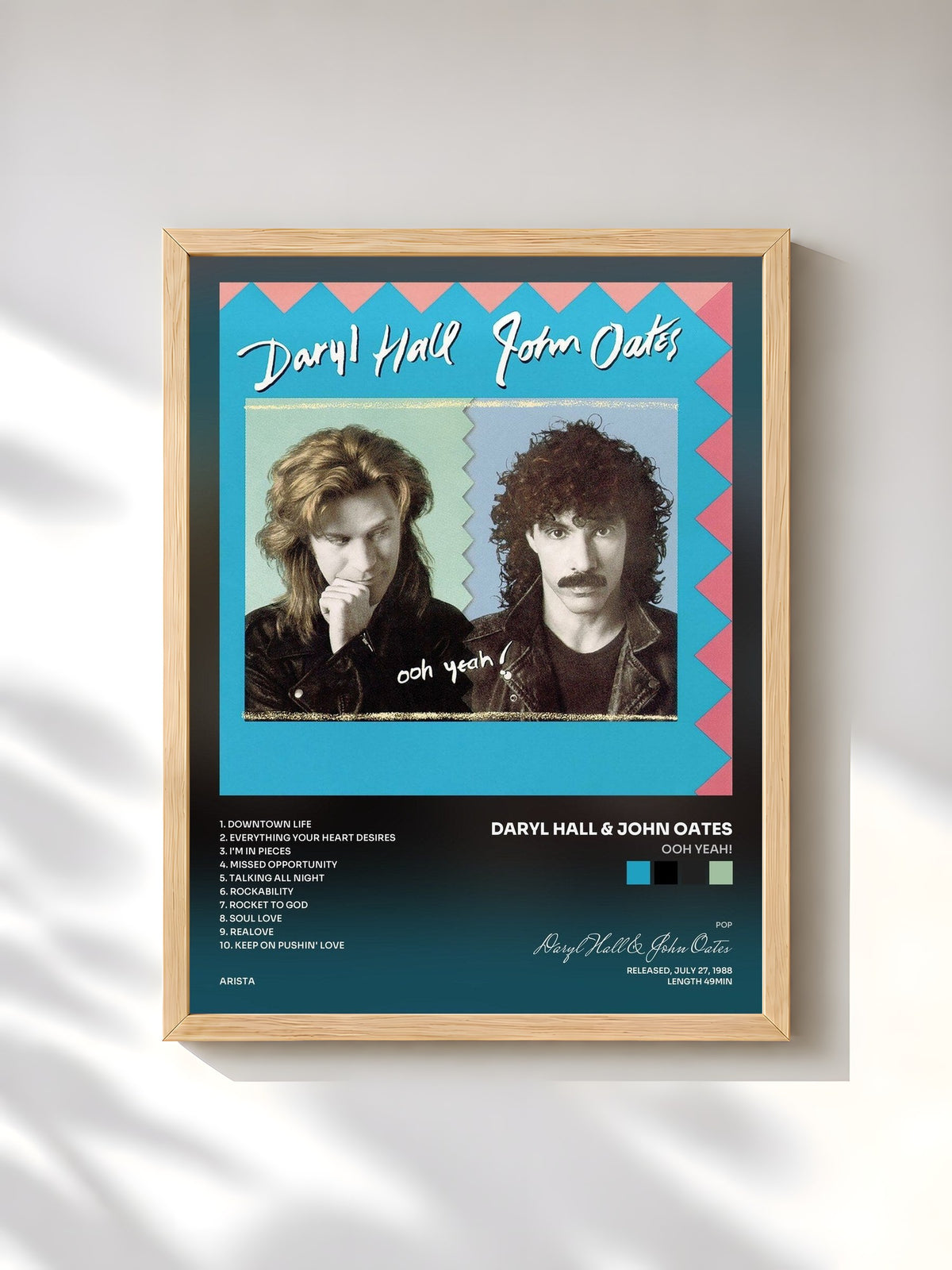 #bois Tableau de l'album Ooh Yeah! de Daryl Hall & John Oates, cadre en bois brut, imprimé et encadré en France
