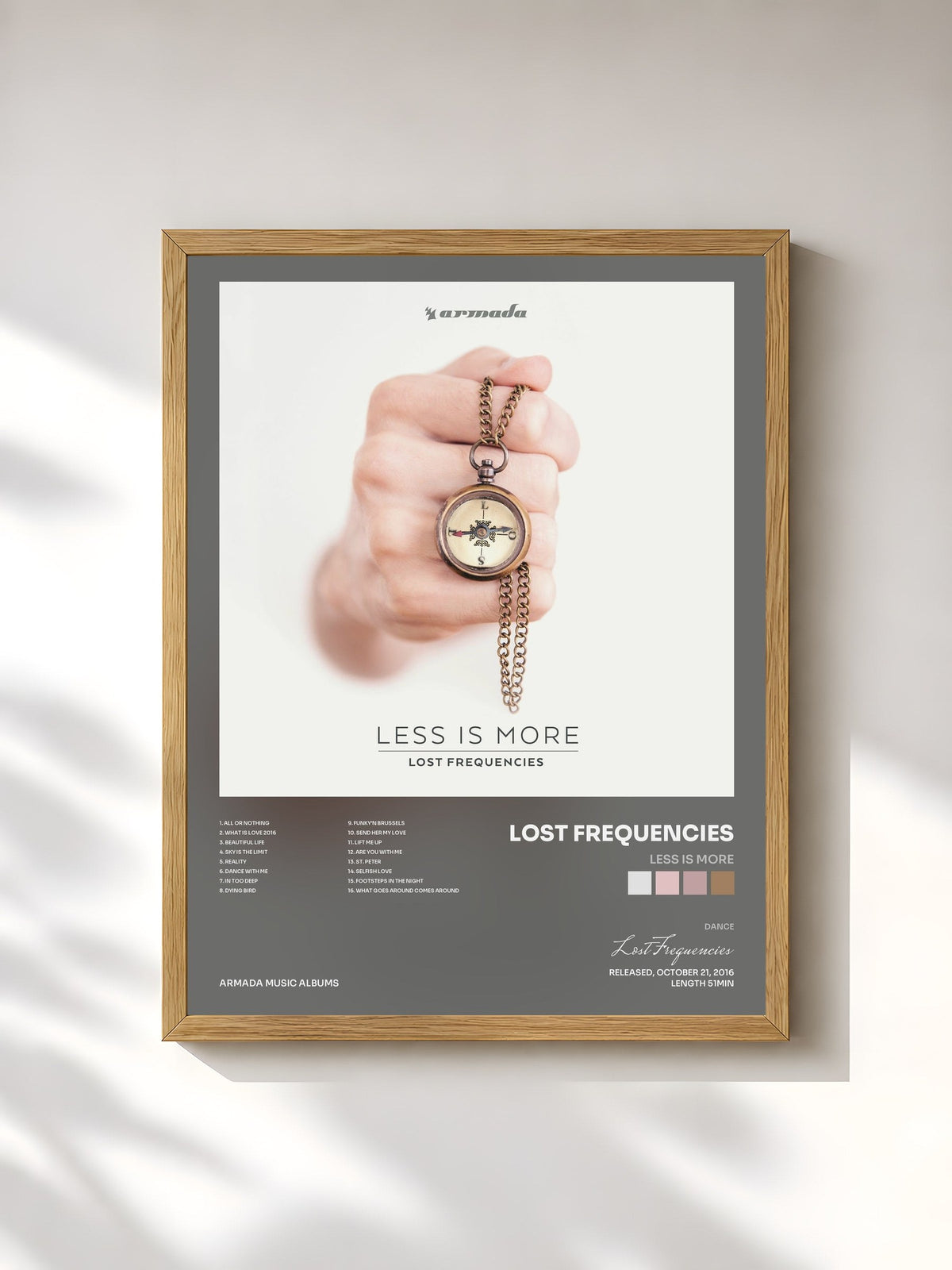 #bois Tableau de l'album Less Is More de Lost Frequencies, cadre en bois brut, imprimé et encadré en France