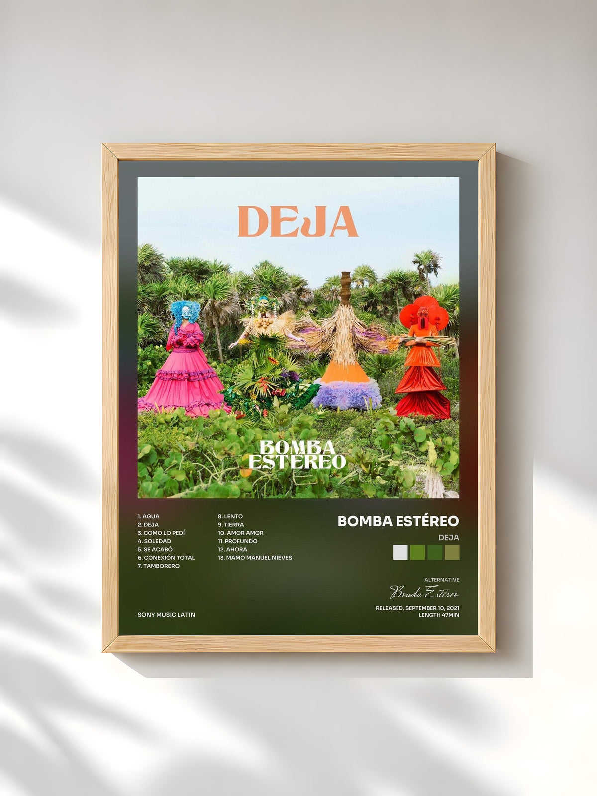 #bois Tableau de l'album Deja de Bomba Estéreo, cadre en bois brut, imprimé et encadré en France